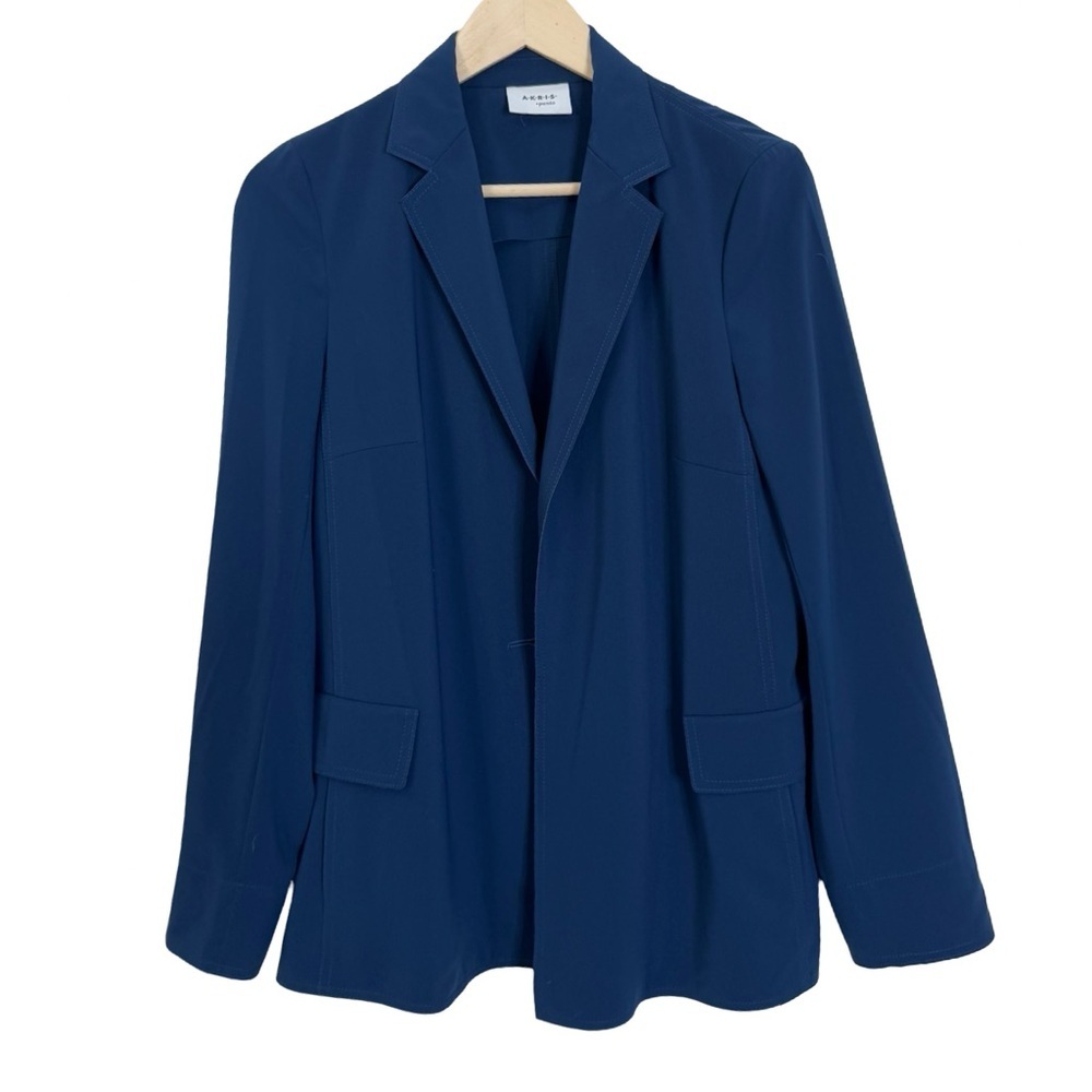 Akris Punto Navy Minimalist Blazer Jacket Size 8 Made in Romania Size 44 IT
